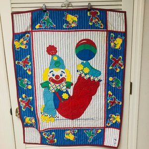 Project Linus Quilt Crib Security Lovey Blanket 32x42 Happy Clowns Primary Color